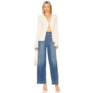 Spanx Wide Leg Jeans Womens XL Seamed Front High Rise Stretch Denim